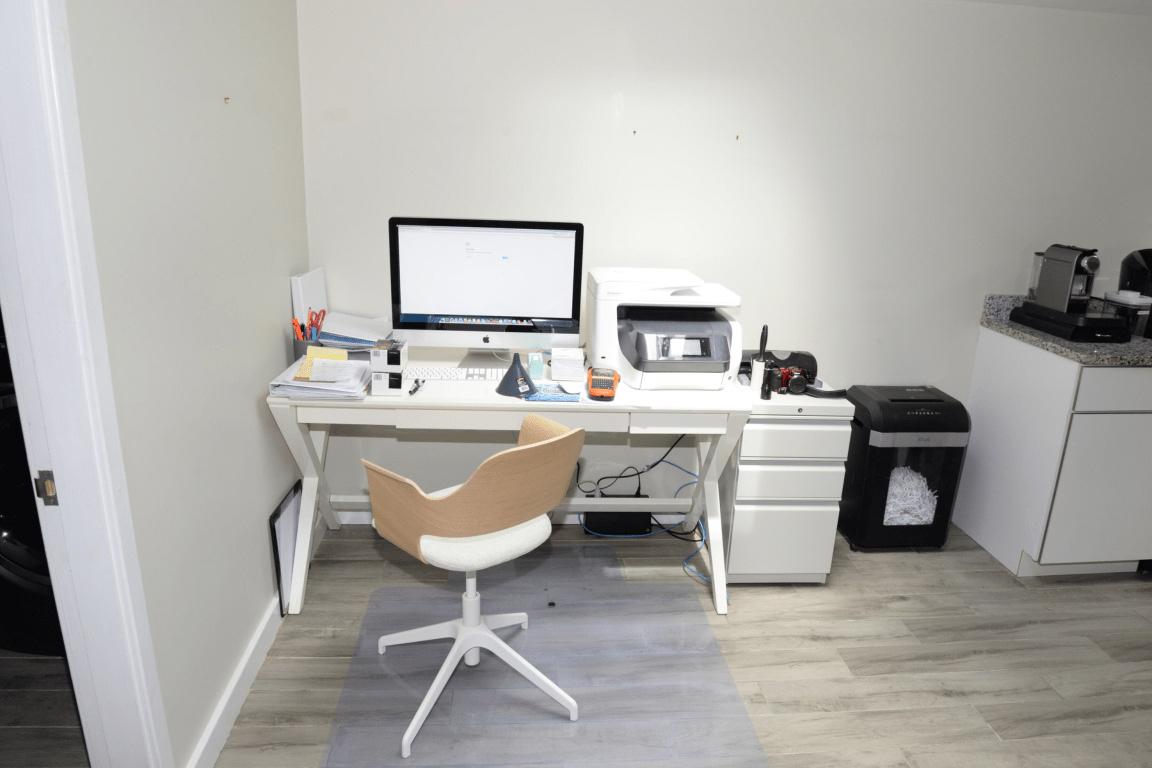 A home-office desk with an all-in-one printer